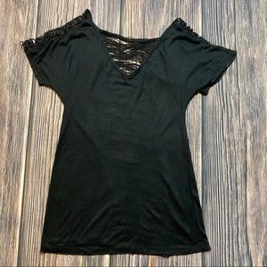 Wet Seal Black String See Through Back & Sleeves